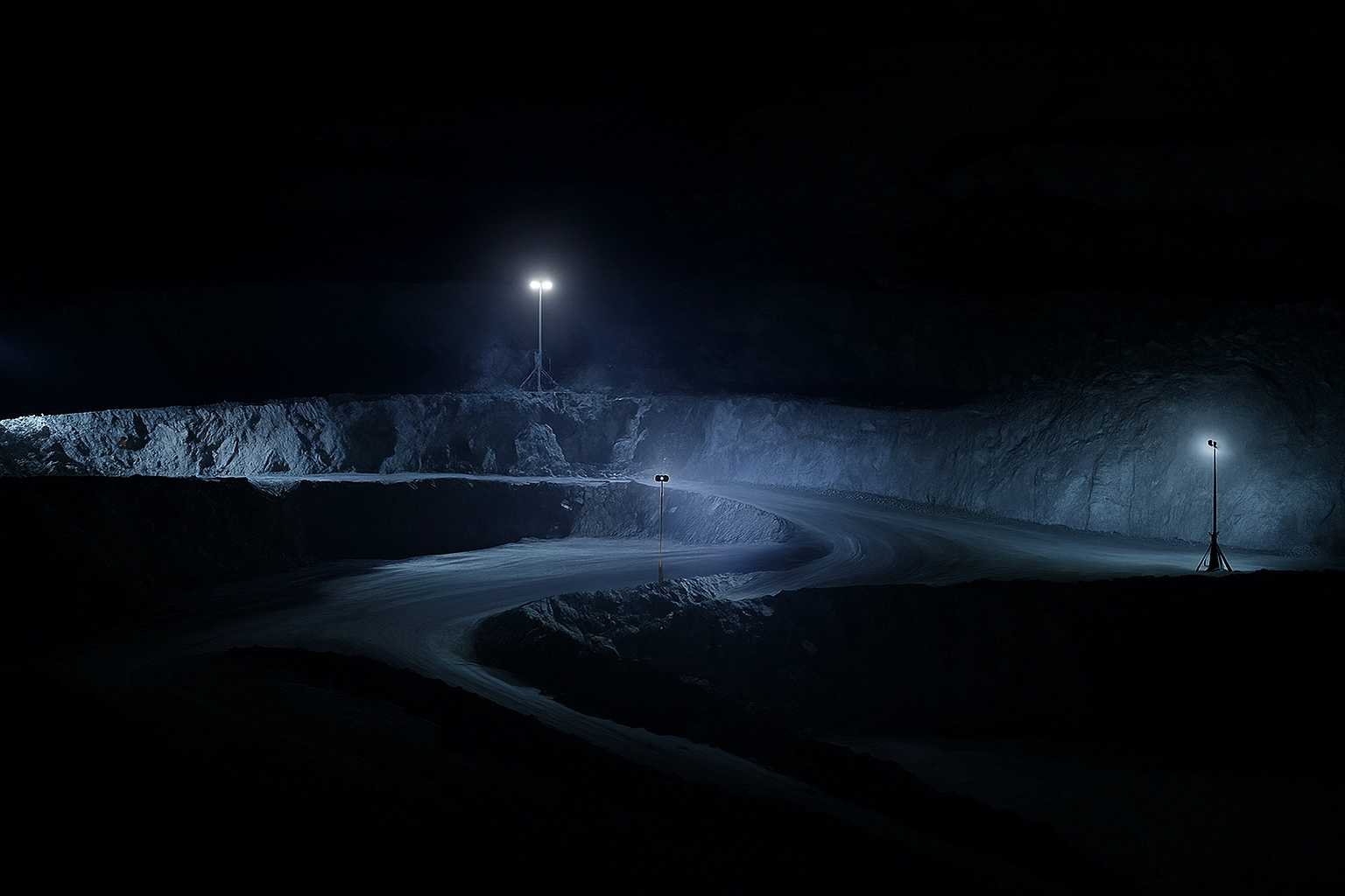 Éclairage de route minière